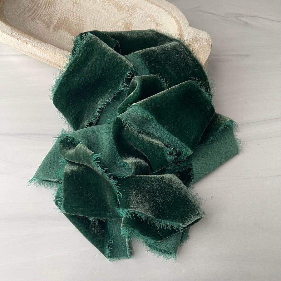 Spruce Tree Silk Velvet Ribbon