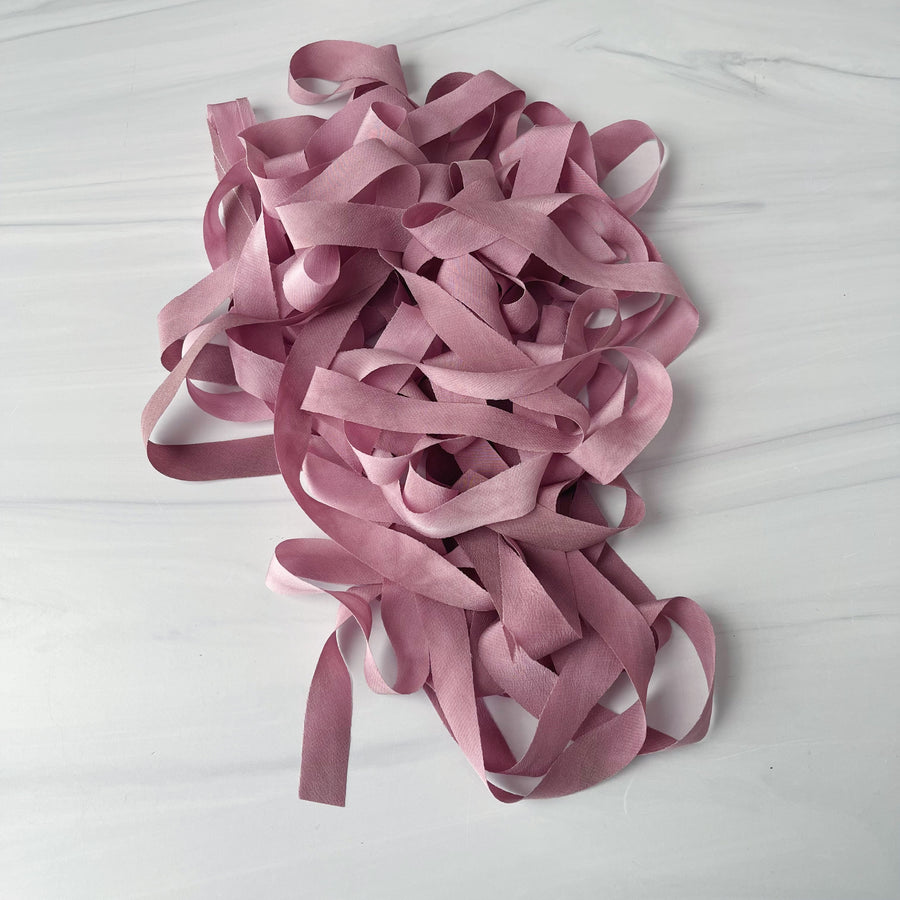 Varigated Lavender Mauve - 1/2” Bias Cut Silk Dual Texture Ribbon - 10 yards