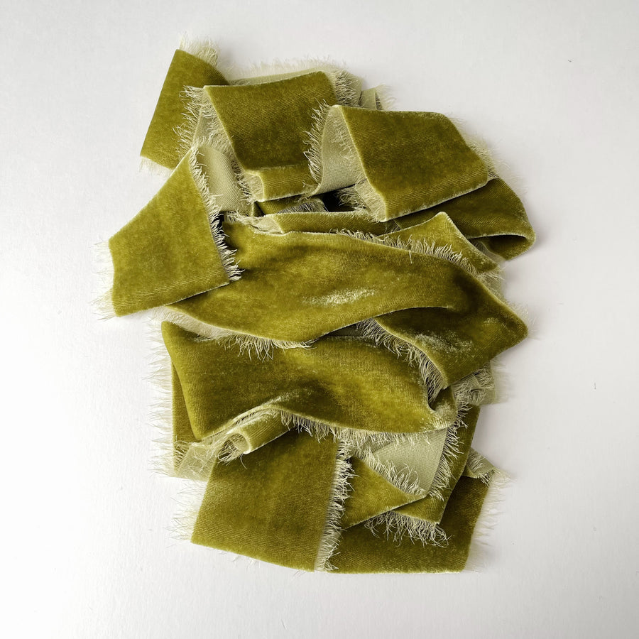 Sage green - Hand dyed silk velvet ribbon – IngenueSilk