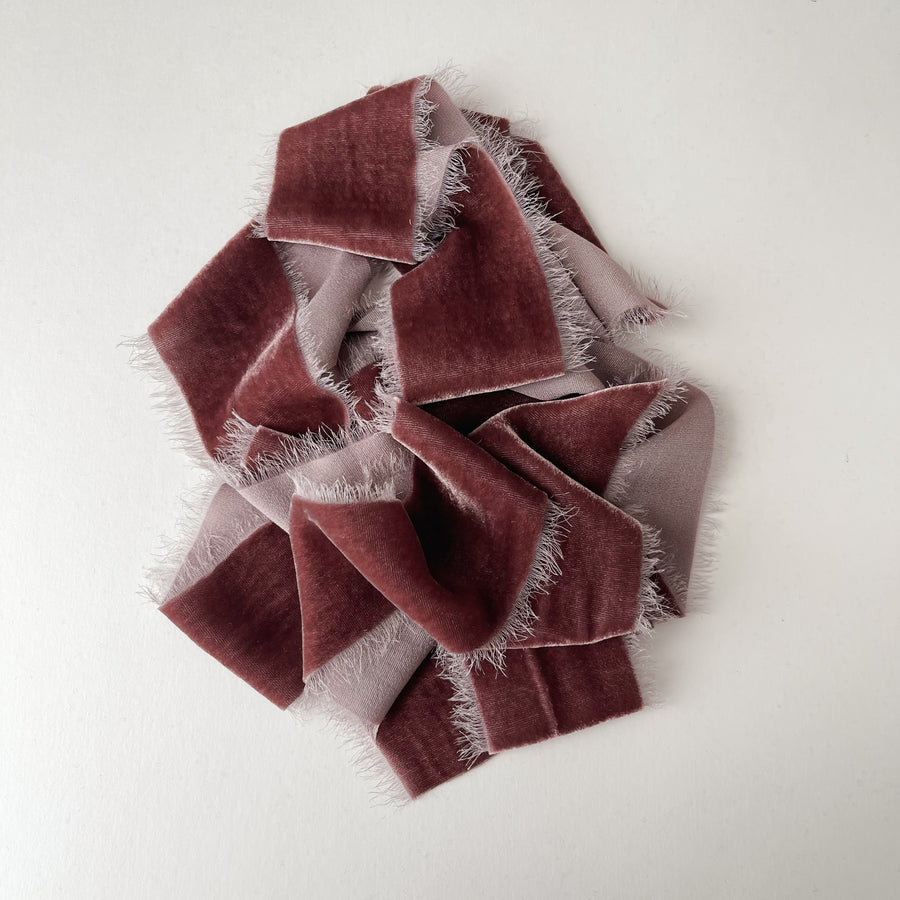 Deep Raisin Silk Velvet Ribbon