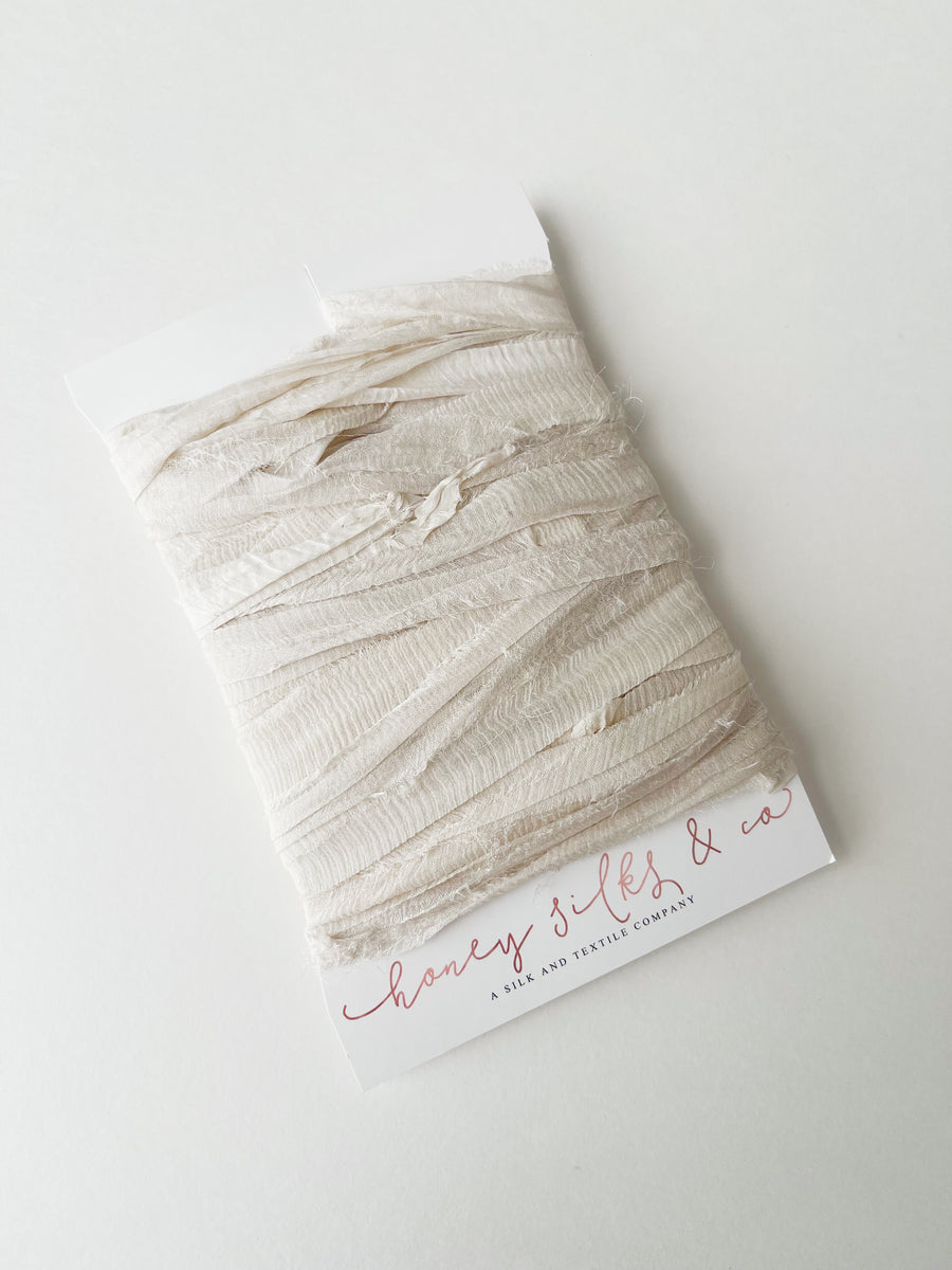 Coral, Silk Chiffon Ribbon – Nettle + Silk